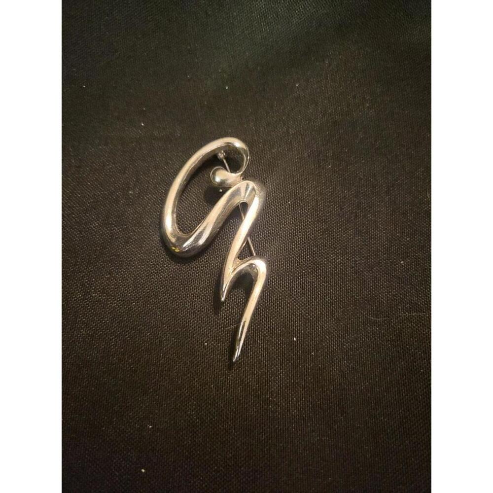 VINTAGE ESTATE FIND SILVER TONE PIN BROOCH 3" GOOD CONDITION